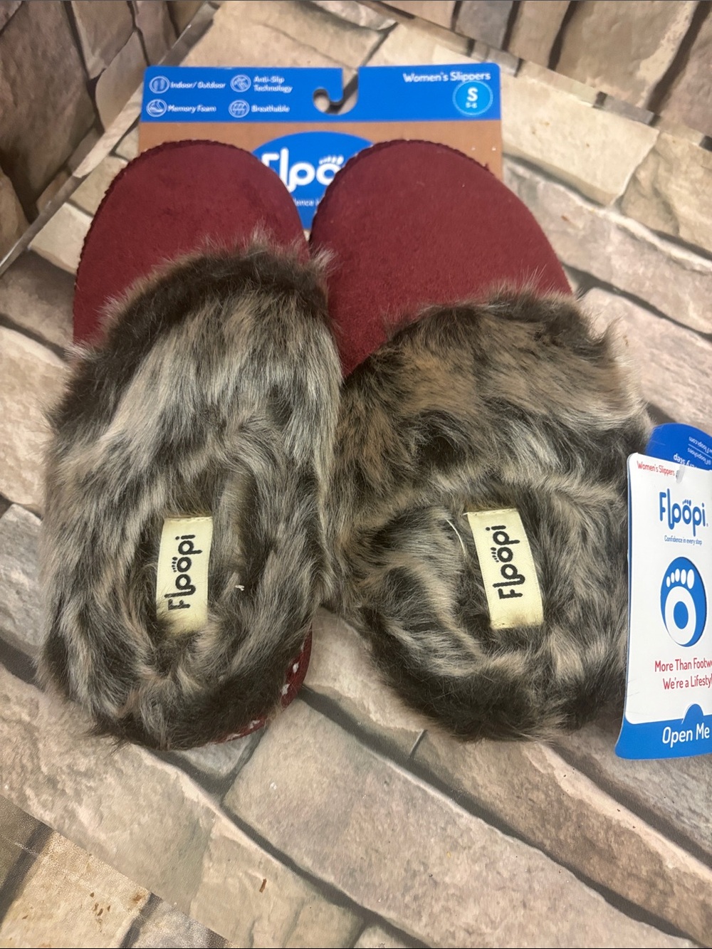 Floopi Women's Red Faux-Fur Slide Slippers